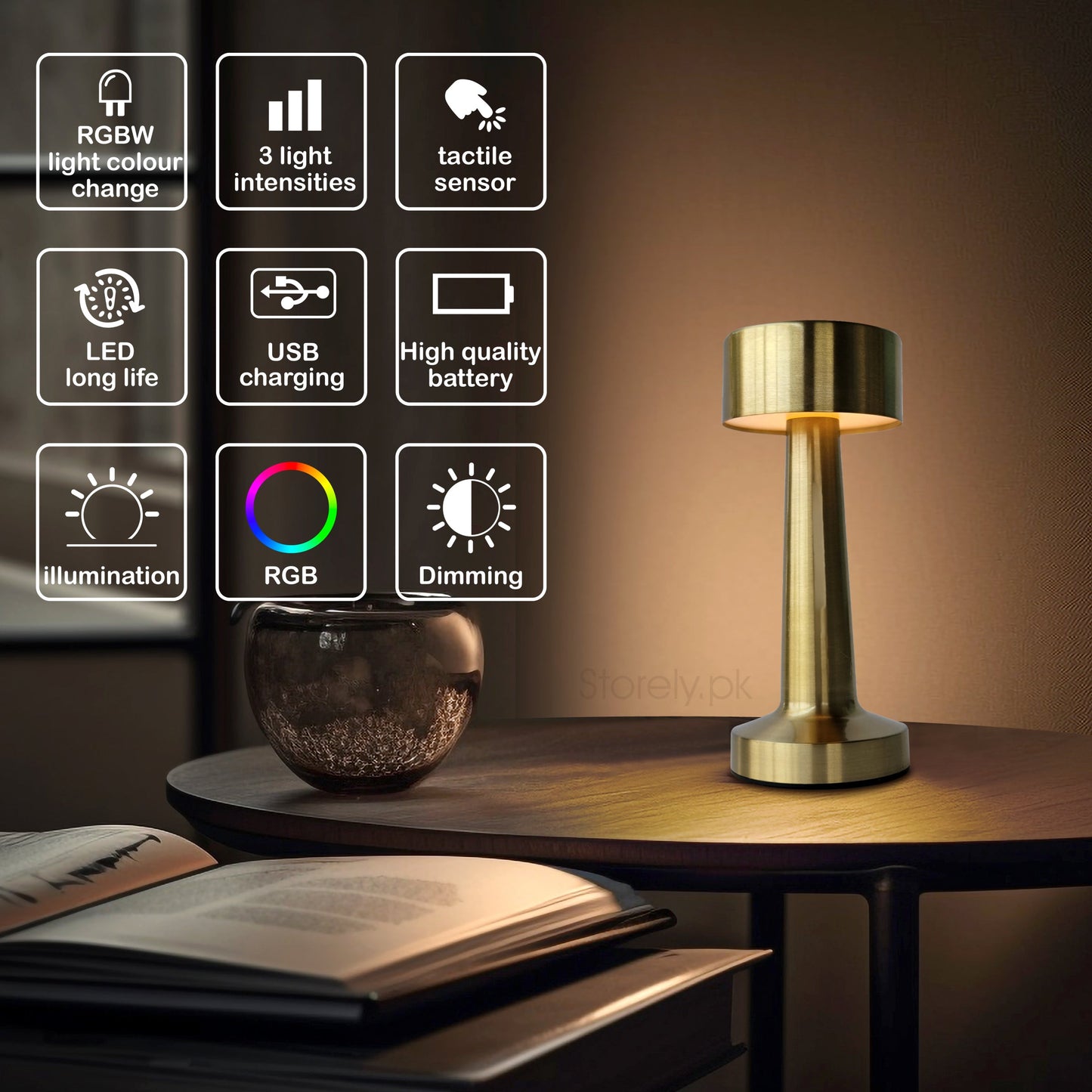 Dumbbell Shape Rechargeable Touch Lamp